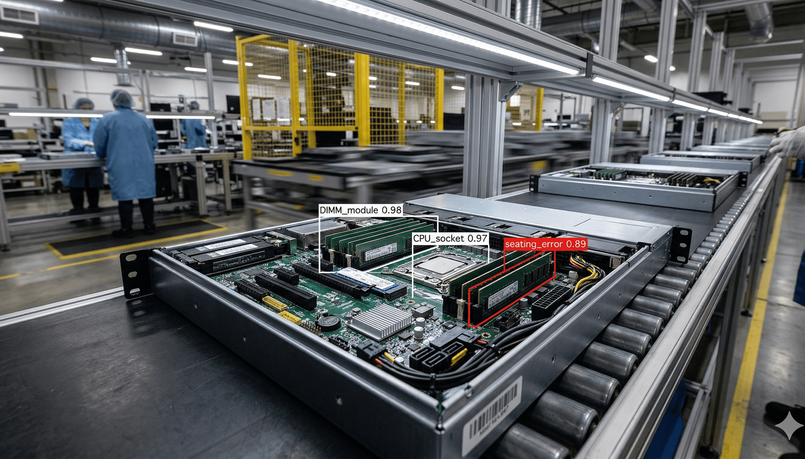 Nropy AI visual inspection on a server production line